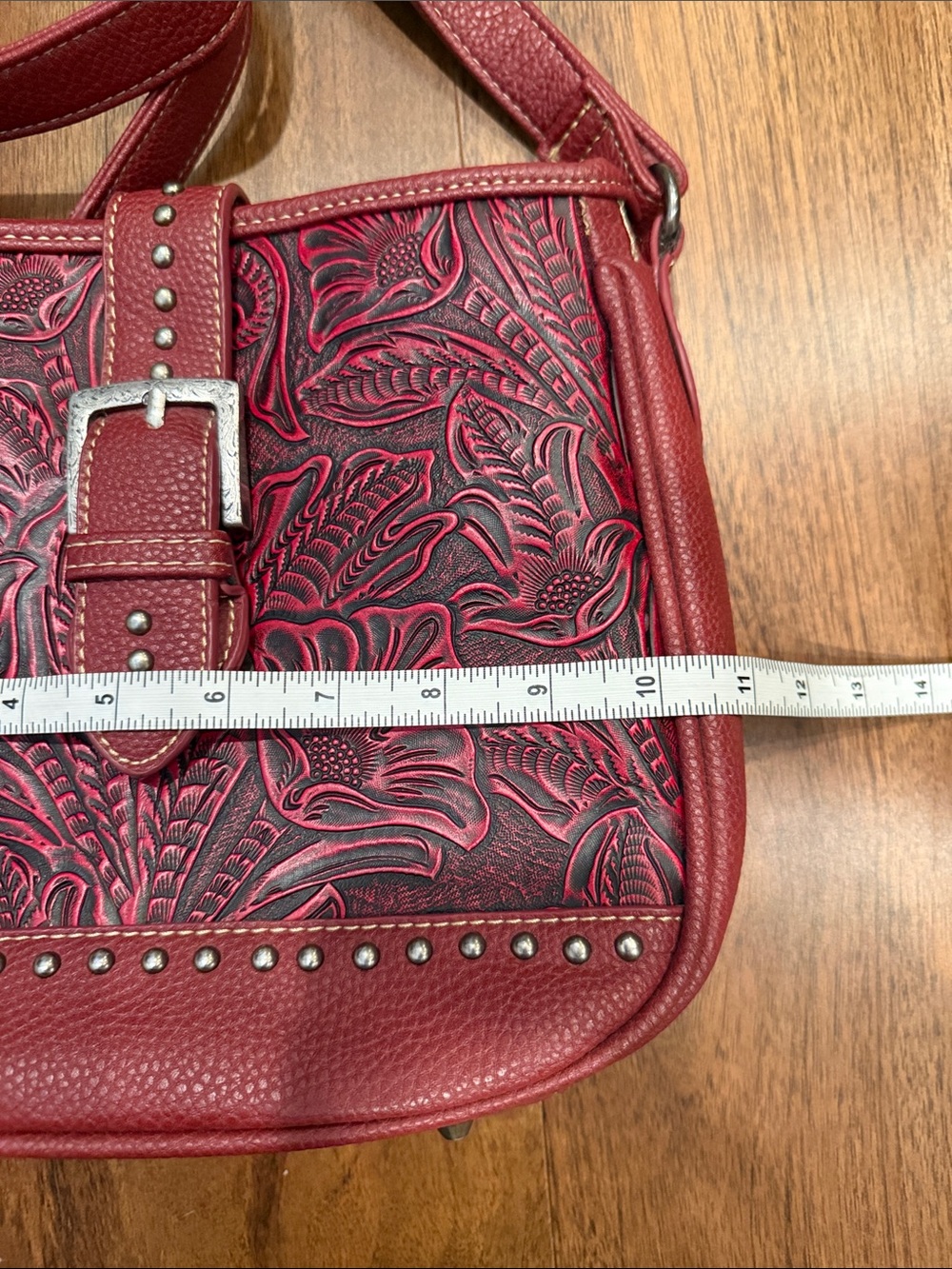 Trinity Ranch red embossed leather bag - Picture 2 of 6